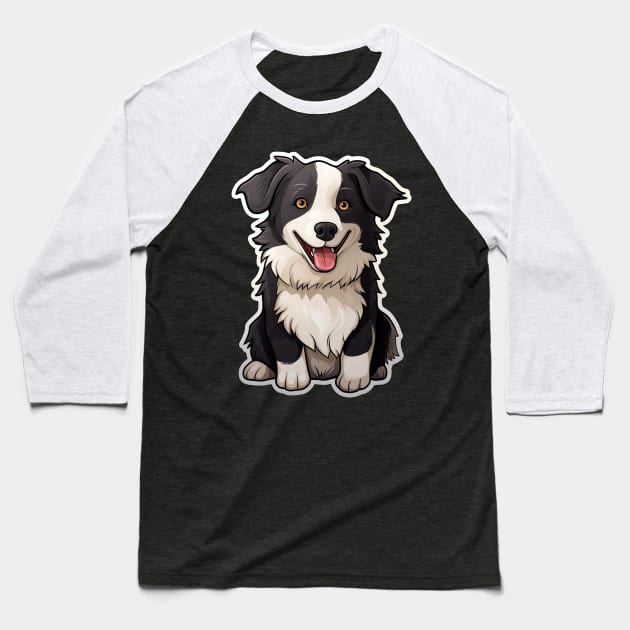 Cute Border Collie Dogs Funny Border Collie Baseball T-Shirt by fromherotozero